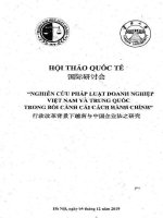 Kỷ yếu hội thảo khoa học Quốc tế: Nghiên cứu pháp luật doanh nghiệp Việt Nam và Trung Quốc trong bối cảnh cải cách hành chính