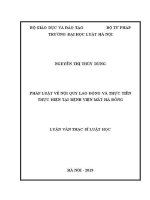 Luận văn thạc sĩ Luật học: Pháp luật về nội quy lao động và thực tiễn thực hiện tại Bệnh viện Mắt Hà Đông