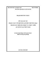Luận văn thạc sĩ Luật học: Pháp luật về nhượng quyền thương mại trong xu thế hội nhập và thực tiễn áp dụng tại Việt Nam