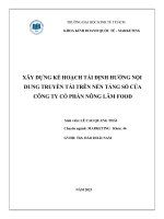 XÂY DỰNG KẾ HOẠCH TÁI ĐỊNH HƯỚNG NỘI DUNG TRUYỀN TẢI TRÊN NỀN TẢNG SỐ CỦA CÔNG TY CỔ PHẦN NÔNG LÂM FOOD