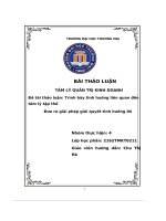 Đề tài thảo luận  trình bày tình huống liên quan đến tâm lý tập thể đưa ra giải pháp giải quyết tình huống đó