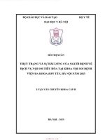 Thực trạng và sự hài lòng của người bệnh về dịch vụ nội soi tiêu hóa tại khoa nội soi bvđk sơn tây hà nội năm 2022