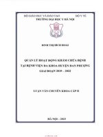 Quản lý hoạt động khám chữa bệnh tại bvđk huyện đan phượng giai đoạn 2019 2022