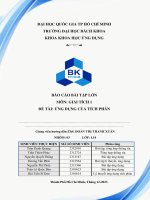 BÁO CÁO BÀI TẬP LỚN MÔN GIẢI TÍCH 1 ĐỀ TÀI ỨNG DỤNG CỦA TÍCH PHÂN