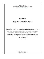 Kỷ yếu hội thảo khoa học cấp Trường: Sở hữu trí tuệ trong Hiệp định CPTPP và hoàn thiện pháp luật về sở hữu trí tuệ ở Việt Nam trong giai đoạn hiện nay