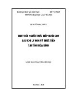 Luận văn thạc sĩ Luật học: Thay đổi người trực tiếp nuôi con sau khi ly hôn và thực tiễn tại tỉnh Hoà Bình