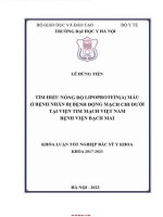 Tìm hiều nồng độ lipoprotein máu ở bệnh nhân bị bệnh động mạch chi dưới tại viện tim mạch việt nam bv bạch mai