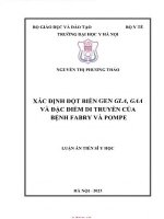 Xác định đột biến gen gla, gaa và đặc điểm di truyền của bệnh fabry và pompe
