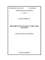 Luận văn thạc sĩ Luật học: Điều kiện nuôi con nuôi và thực tiễn thi hành