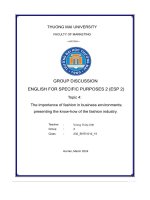 The importance of fashion in business environments; presenting the know how of the fashion industry