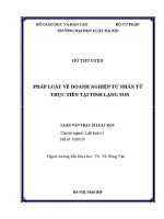 Luận văn thạc sĩ Luật học: Pháp luật về doanh nghiệp tư nhân từ thực tiễn tại tỉnh Lạng Sơn