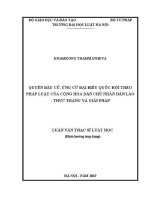 Luận văn thạc sĩ Luật học: Quyền bầu cử, ứng cử Đại biểu Quốc hội theo pháp luật của Cộng hoà dân chủ nhân dân Lào - Thực trạng và giải pháp