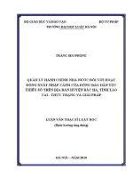 Luận văn thạc sĩ Luật học: Quản lý hành chính nhà nước đối với hoạt động xuất nhập cảnh của đồng bào dân tộc thiểu số trên địa bàn huyện Bắc Hà, tỉnh Lào Cai - Thực trạng và giải pháp