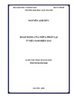 Luận văn thạc sĩ Luật học: Hoạt động của Thừa phát lại ở Việt Nam hiện nay