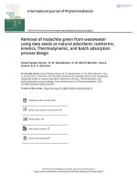 Removal of malachite green from wastewater using date seeds as natural adsorbent  isotherms  kinetics  thermodynamic  and batch adsorption process des