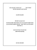 Luận văn thạc sĩ Luật học: Người đại diện theo pháp luật của doanh nghiệp theo Luật Doanh nghiệp năm 2014 - Thực tiễn tại Ngân hàng TMCP Bắc Á