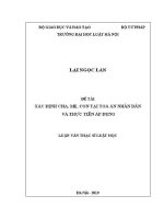 Luận văn thạc sĩ Luật học: Xác định cha, mẹ, con tại Toà án nhân dân và thực tiễn áp dụng