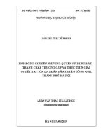 Luận văn thạc sĩ Luật học: Hợp đồng chuyển nhượng quyền sử dụng đất - Tranh chấp thường gặp và thực tiễn giải quyết tại Toà án nhân dân huyện Đông Anh, thành phố Hà Nội