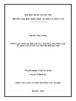 Tóm tắt: Năng lực bảo vệ trẻ em của người làm công tác xã hội cấp cơ sở tại thành phố Hà Nội