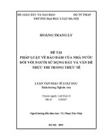 Luận văn thạc sĩ Luật học: Pháp luật về bảo đảm của Nhà nước đối với người sử dụng đất và vấn đề thực thi trong thực tế
