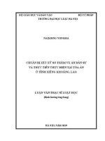 Luận văn thạc sĩ Luật học: Chuẩn bị xét xử sơ thẩm vụ án dân sự và thực tiễn thực hiện tại Toà án ở tỉnh Xiêng Khoảng, Lào