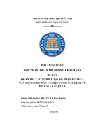 Bài Thảo Luận Quản Trị Buồng Khách Sạn Quản Trị Tác Nghiệp Tại Bộ Phận Buồng – Vận Dụng Cho Tác Nghiệp Cung Cấp Dịch Vụ Đồ Vải Và Giặt Là.pdf