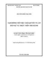 Luận văn thạc sĩ Luật học: Tạm đình chỉ việc giải quyết vụ án dân sự và thực tiễn thi hành