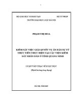 Luận văn thạc sĩ Luật học: Kiểm sát việc giải quyết vụ án dân sự từ thực tiễn thực hiện tại các Viện Kiểm sát nhân dân ở tỉnh Quảng Ninh