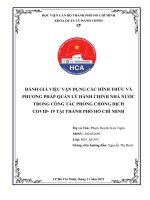 ĐÁNH GIÁ VIỆC VẬN DỤNG CÁC HÌNH THỨC VÀ PHƯƠNG PHÁP QUẢN LÝ HÀNH CHÍNH NHÀ NƯỚC TRONG CÔNG TÁC PHÒNG CHỐNG DỊCH COVID- 19 TẠI THÀNH PHỐ HỒ CHÍ MINH