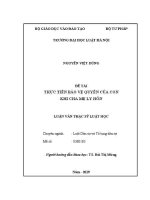 Luận văn thạc sĩ Luật học: Thực tiễn bảo vệ quyền của con khi cha mẹ ly hôn