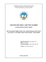 HOÀN THIỆN CÔNG TÁC LẬP KẾ HOẠCH SẢN XUẤT TẠI CÔNG TY CỔ PHẦN THAN VÀNG DANH - VINACOMIN