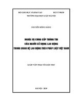 Luận văn thạc sĩ Luật học: Nghĩa vụ cung cấp thông tin của người sử dụng lao động trong quan hệ lao động theo pháp luật Việt Nam