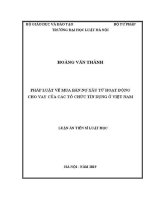 Luận án tiến sĩ Luật học: Pháp luật về mua bán nợ xấu từ hoạt động cho vay của các tổ chức tín dụng ở Việt Nam
