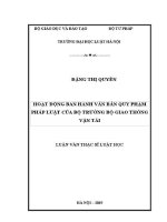 Luận văn thạc sĩ Luật học: Hoạt động ban hành văn bản quy phạm pháp luật của Bộ trưởng Bộ Giao thông Vận tải
