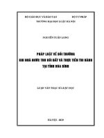 Luận văn thạc sĩ Luật học: Pháp luật về bồi thường khi Nhà nước thu hồi đất và thực tiễn thi hành tại tỉnh Hòa Bình