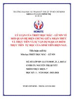 LÝ LUẬN CỦA TRIẾT HỌC MÁC – LÊ NIN VỀ MỐI QUAN HỆ BIỆN CHỨNG GIỮA NHẬN THỨC VÀ THỰC TIỄN VÀ SỰ VẬN DỤNGQUAN ĐIỂM THỰC TIỄN TỰ HỌC CỦA SINH VIÊN HIỆN NAY