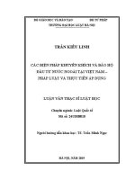 Luận văn thạc sĩ Luật học: Các biện pháp khuyến khích và bảo hộ đầu tư nước ngoài tại Việt Nam - Pháp luật và thực tiễn áp dụng