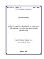 Luận văn thạc sĩ Luật học: Quản lý nhà nước về xuất cảnh, nhập cảnh trên địa bàn tỉnh Lào Cai - Thực trạng và giải pháp