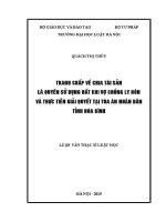 Luận văn thạc sĩ Luật học: Tranh chấp về chia tài sản là quyền sử dụng đất khi vợ chồng ly hôn và thực tiễn giải quyết tại Tòa án nhân dân tỉnh Hòa Bình