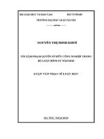 Luận văn thạc sĩ Luật học: Tội xâm phạm quyền sở hữu công nghiệp trong Bộ luật Hình sự năm 2015