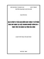 Luận văn thạc sĩ Luật học: Địa vị pháp lý của Ban Kiểm soát công ty cổ phần theo quy định tại Luật Doanh nghiệp năm 2014 - Thực tiễn thi hành tại tỉnh Hòa Bình