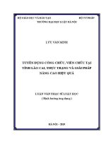 Luận văn thạc sĩ Luật học: Tuyển dụng công chức, viên chức tại tỉnh Lào Cai - Thực trạng và giải pháp nâng cao hiệu quả