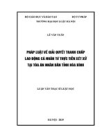 Luận văn thạc sĩ Luật học: Pháp luật về giải quyết tranh chấp lao động cá nhân từ thực tiễn xét xử tại Tòa án nhân dân tỉnh Hòa Bình