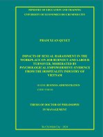 Impacts of sexual harassment in the workplace on job burnout and labour turnover, moderated by psychological empowerment: Evidence from the hospitality industry of Vietnam