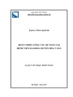 Hoàn thiện công tác kế toán tại bệnh viện đa khoa huyện hòa vang