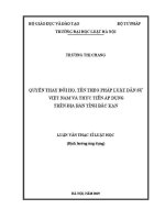 Luận văn thạc sĩ Luật học: Quyền thay đổi họ, tên theo pháp luật dân sự Việt Nam và thực tiễn áp dụng trên địa bàn tỉnh Bắc Kạn