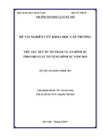 Đề tài nghiên cứu khoa học cấp Trường: Thủ tục xét xử sơ thẩm vụ án hình sự theo Bộ luật Tố tụng hình sự năm 2015