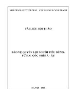 Kỉ yếu hội thảo pháp ngữ khu vực: Bảo vệ quyền lợi người tiêu dùng: Từ hai góc nhìn