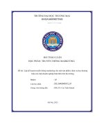 Lập kế hoạch truyền thông marketing cho một sản phẩm dịch vụ hay thương hiệu của một doanh nghiệp hiện hữu trên thị trường