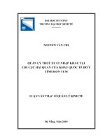 Quản lý thuế xuất nhập khẩu tại chi cục hải quan cửa khẩu quốc tế bờ y tỉnh kon tum